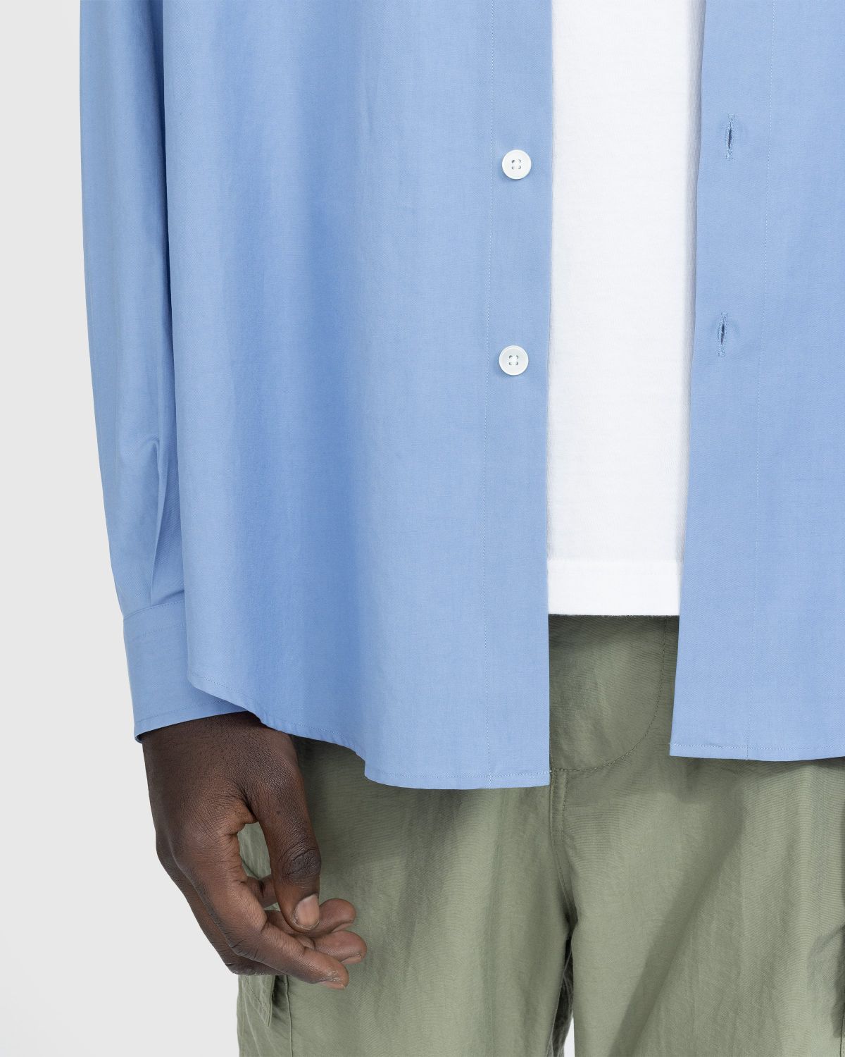 Auralee – Washed Finks Twill Big Shirt Blue | Highsnobiety Shop